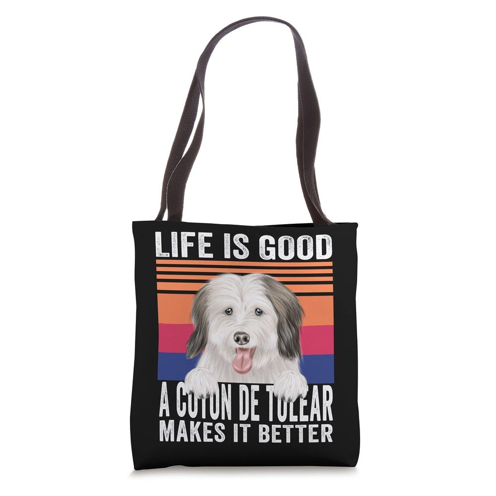 Coton De Tulear Makes Your Life Good Vintage Tote Bag :>